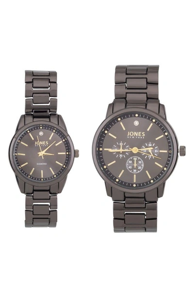 I Touch Two-piece Diamond Accent Bracelet Watch His & Hers Set In Gray