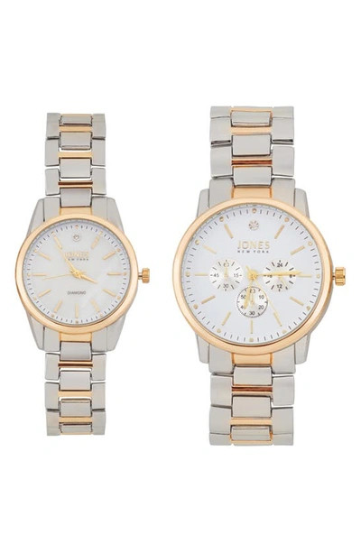 I Touch Two-piece Diamond Accent Bracelet Watch His & Hers Set In Neutral