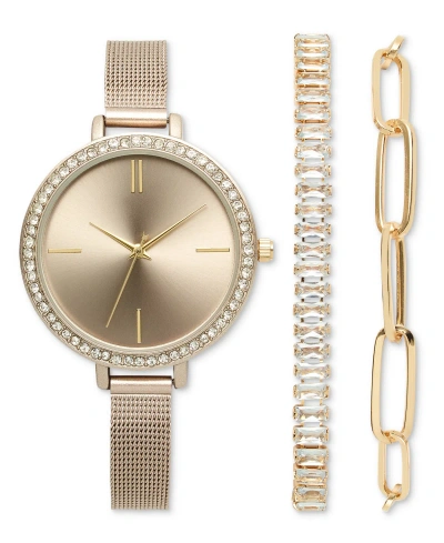 Inc International Concepts Women's Gold-tone Mesh Bracelet Watch 38mm Gift Set, Created For Macy's