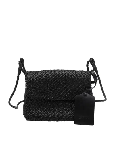Ibeliv Black Paris Woven Leather Shoulder Bag