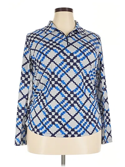 Pre-owned Ibkul Long Sleeve Polo Shirt In Blue
