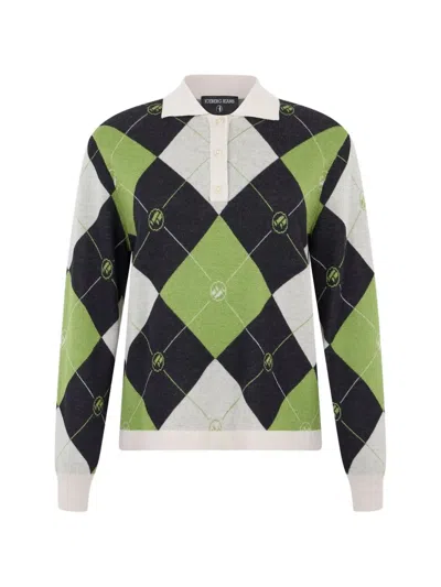 Iceberg Argyle-knit Sweater In Black