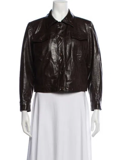Pre-owned Iceberg Pvc Animal Print Jacket In Brown