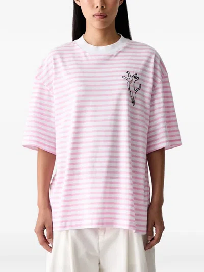 Iceberg Striped Embroidered T-shirt In Pink
