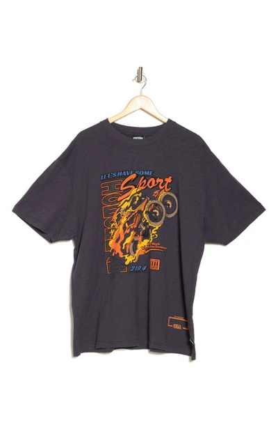 Icecream Fire Ride Cotton Graphic T-shirt In Gray