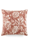 Ienjoy Home Distressed Floral Cotton Throw Pillow In Orange