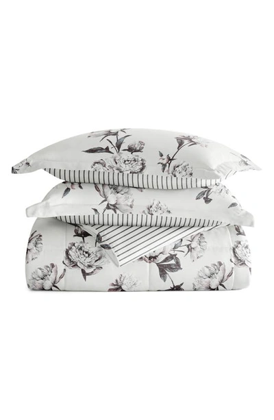 Ienjoy Home Magnolia Stripe Reversible 3-piece Comforter Set In Gray