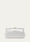 Il Bisonte Classic Vaccjetta Leather Clutch Bag In Silver