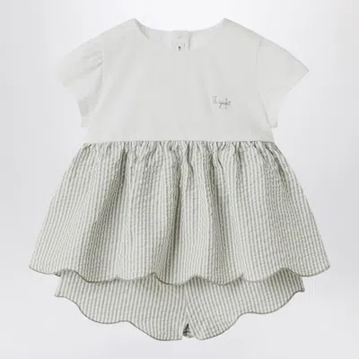 Il Gufo Babies' Granite-coloured Outfit In Jersey And Seersucker In Grey
