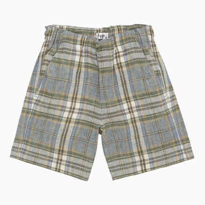 Il Gufo Kids' Linen Checked Bermuda Shorts In Multicolor