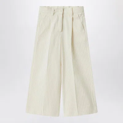 Il Gufo Kids' Pinstriped Cotton Pants In White