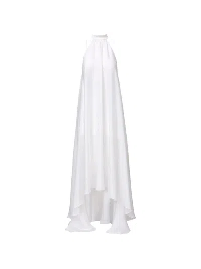 Il Volo Sheer-panelled High-low Dress In White
