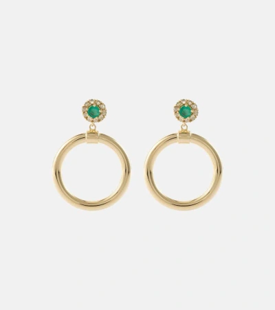 Ileana Makri Endless 18kt Gold Hoop Earrings With Diamonds And Emeralds