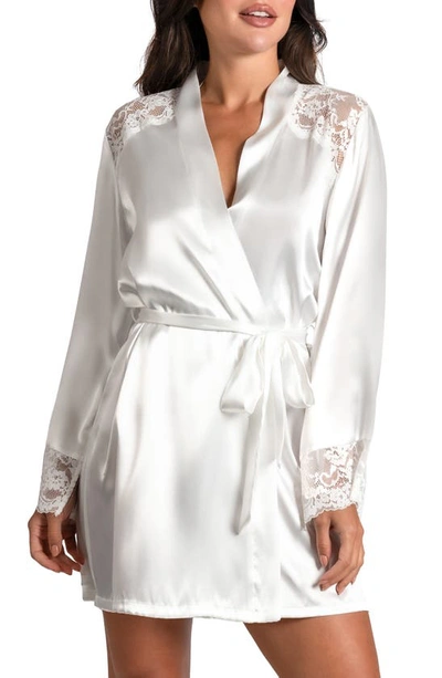 In Bloom By Jonquil Love Me Now Lace Trim Satin Robe In Ivory