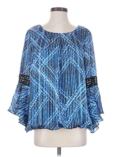 Pre-owned I.n. Studio 3/4 Sleeve Blouse In Blue