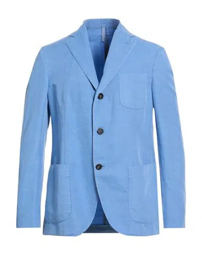 Incotex By Slowear Man Blazer Azure Size 44 Linen, Cotton In Blue