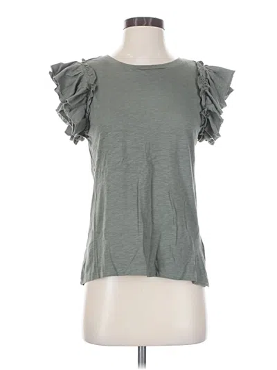 Pre-owned Industry Short Sleeve Top Gray Ruffles Neckline Tops
