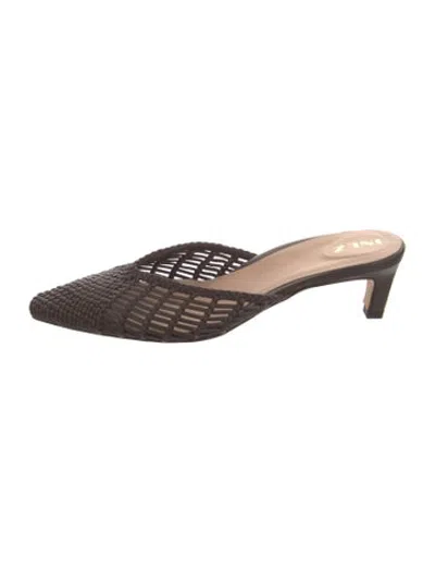 Pre-owned Inez Leather Patterned Mules In Brown