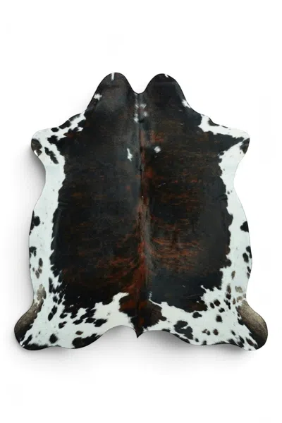 Infinity Leather Natural Cow Leather Dark Brown White Cowhide Hairon Rug - Hereford In Black