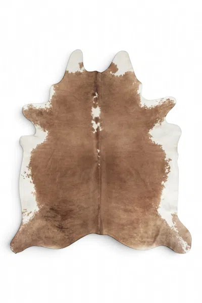 Infinity Leather Natural Cow Leather Tan White Cowhide Hairon Rug - Hereford In Brown