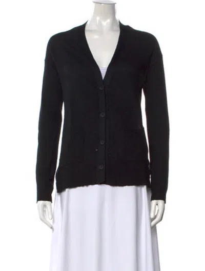 Pre-owned Inhabit Cashmere V-neck Sweater In Black