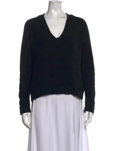 Pre-owned Inhabit Cashmere V-neck Sweater In Black