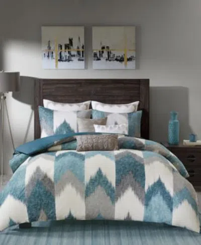 Ink+ivy Inkivy Alpine Chevron Stripe Reversible Comforter Sets In Blue