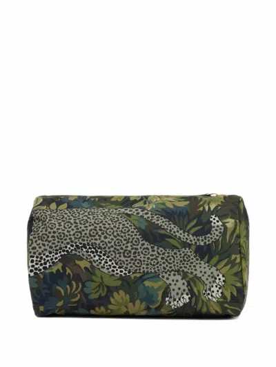 Inoui Editions Mike Leopard-print Make-up Bag In Green