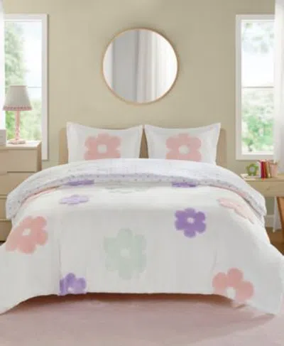 Intelligent Design Gracie Floral Reversible Duvet Cover Sets In Pink