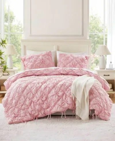 Intelligent Design Lily Floral Embroidery 3 Pc. Comforter Sets In Pink