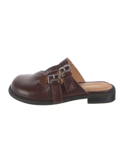 Pre-owned Intentionally Blank Leather Mules In Brown/burgundy
