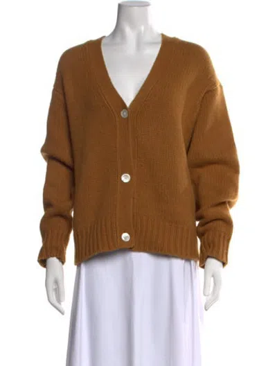 Pre-owned Interior Cashmere V-neck Sweater In Yellow