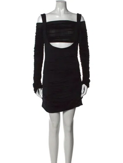 Pre-owned Interior Off-the-shoulder Mini Dress In Black