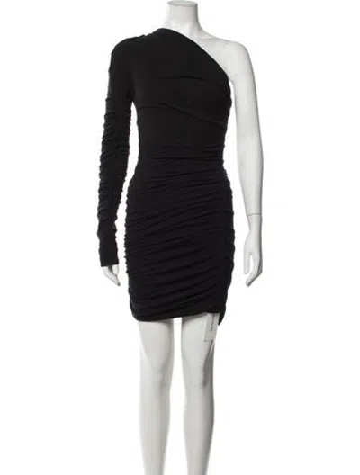 Pre-owned Interior One-shoulder Mini Dress In Black