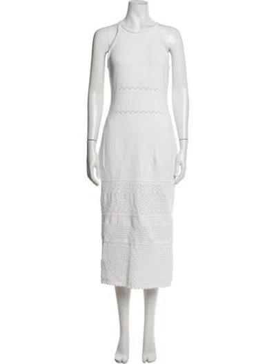 Pre-owned Intermix Lace Pattern Midi Length Dress In White
