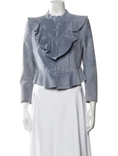 Pre-owned Intermix Leather Jacket In Blue