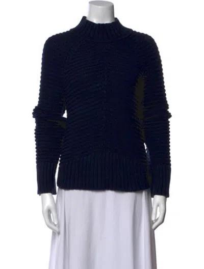 Pre-owned Intermix Mock Neck Sweater In Blue
