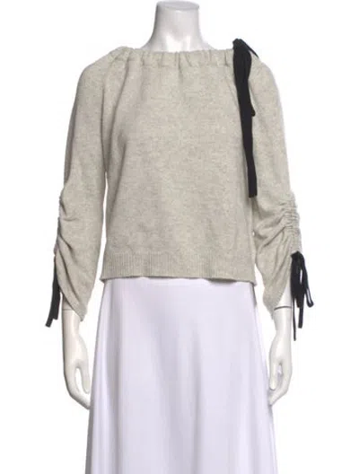 Pre-owned Intermix Off-the-shoulder Sweater In Grey