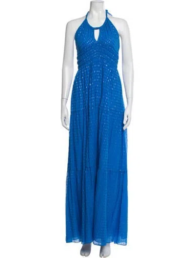 Pre-owned Intermix Silk Long Dress In Blue