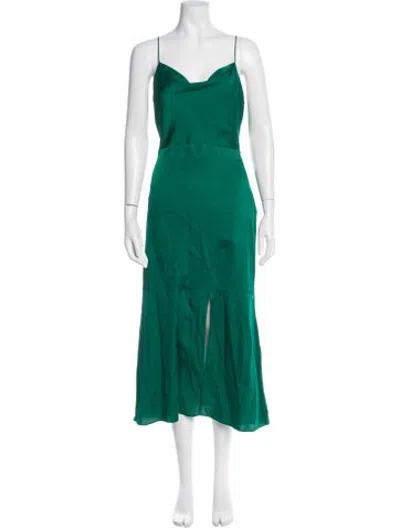 Pre-owned Intermix Silk Midi Length Dress In Green