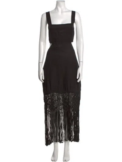 Pre-owned Intermix Square Neckline Long Dress In Black