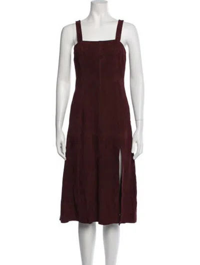 Pre-owned Intermix Suede Midi Length Dress In Red