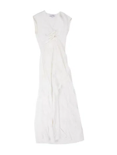 Pre-owned Intermix V-neck Midi Length Dress In White
