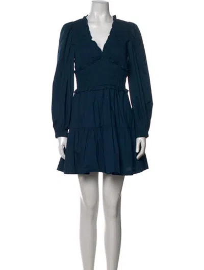 Pre-owned Intermix V-neck Mini Dress W/ Tags In Blue