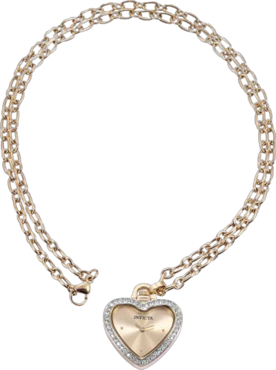 Invicta Heart Pendant Chain Watch In Gold