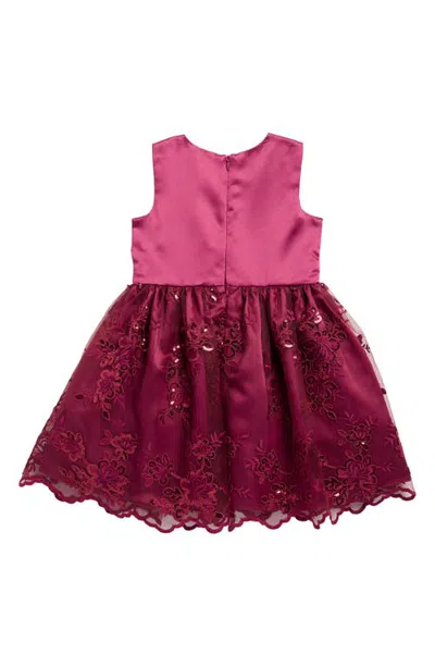Iris & Ivy Kids' Scalloped Hem Embroidered Party Dress In Burgundy