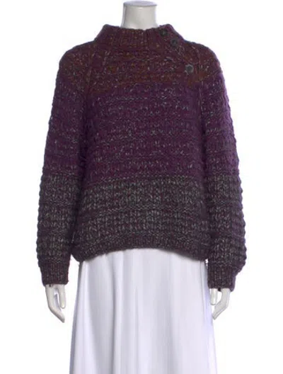 Pre-owned Iris Von Arnim Mock Neck Sweater In Purple