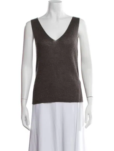 Pre-owned Iris Von Arnim Mohair V-neck Top W/ Tags In Brown
