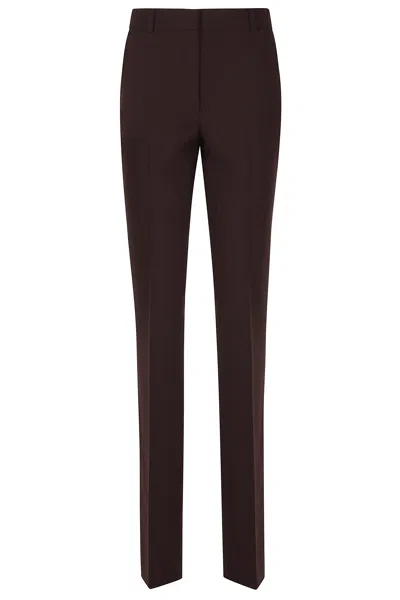 Iro Brown Bingo Mid-rise Slim-fit Viscose-blend Pants In Burgundy