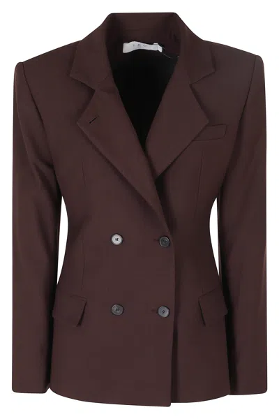 Iro Brown Bluff Viscose-blend Double-breasted Blazer In Black